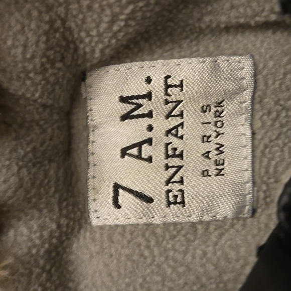 7AM Enfant Doudoune Convertible Baby Bunting Suit Puffer Black Faux Fur Hood - Picture 2 of 3